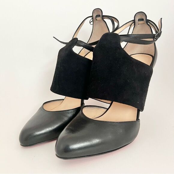 Christian Loboutin Trotter Banded Ankle-Wrap Pump  Black EU 38.5 EUC - Picture 8 of 11